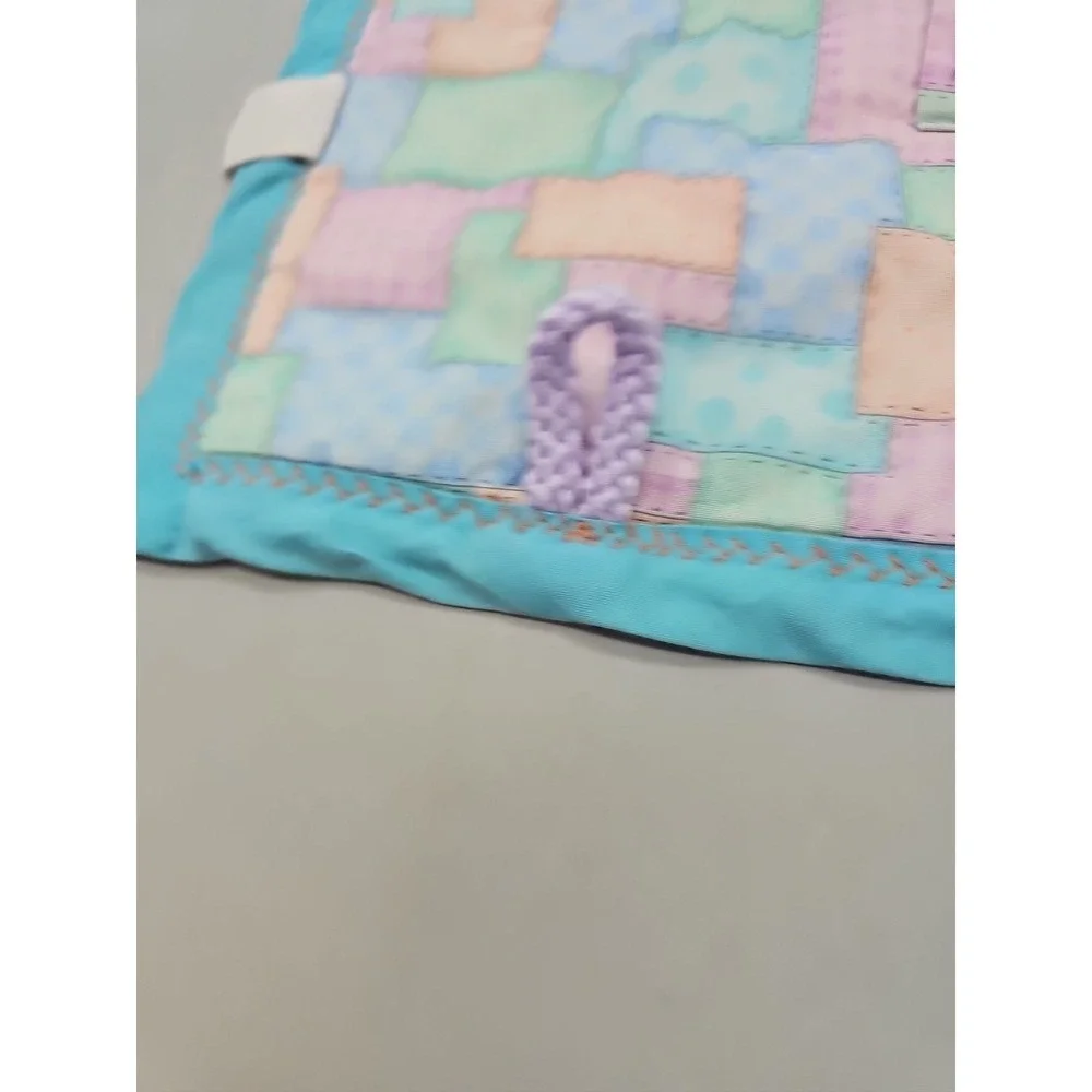 Taggies Brand‎ Quilted Pattern Tag Lovey Security Baby Blanket Multicolor